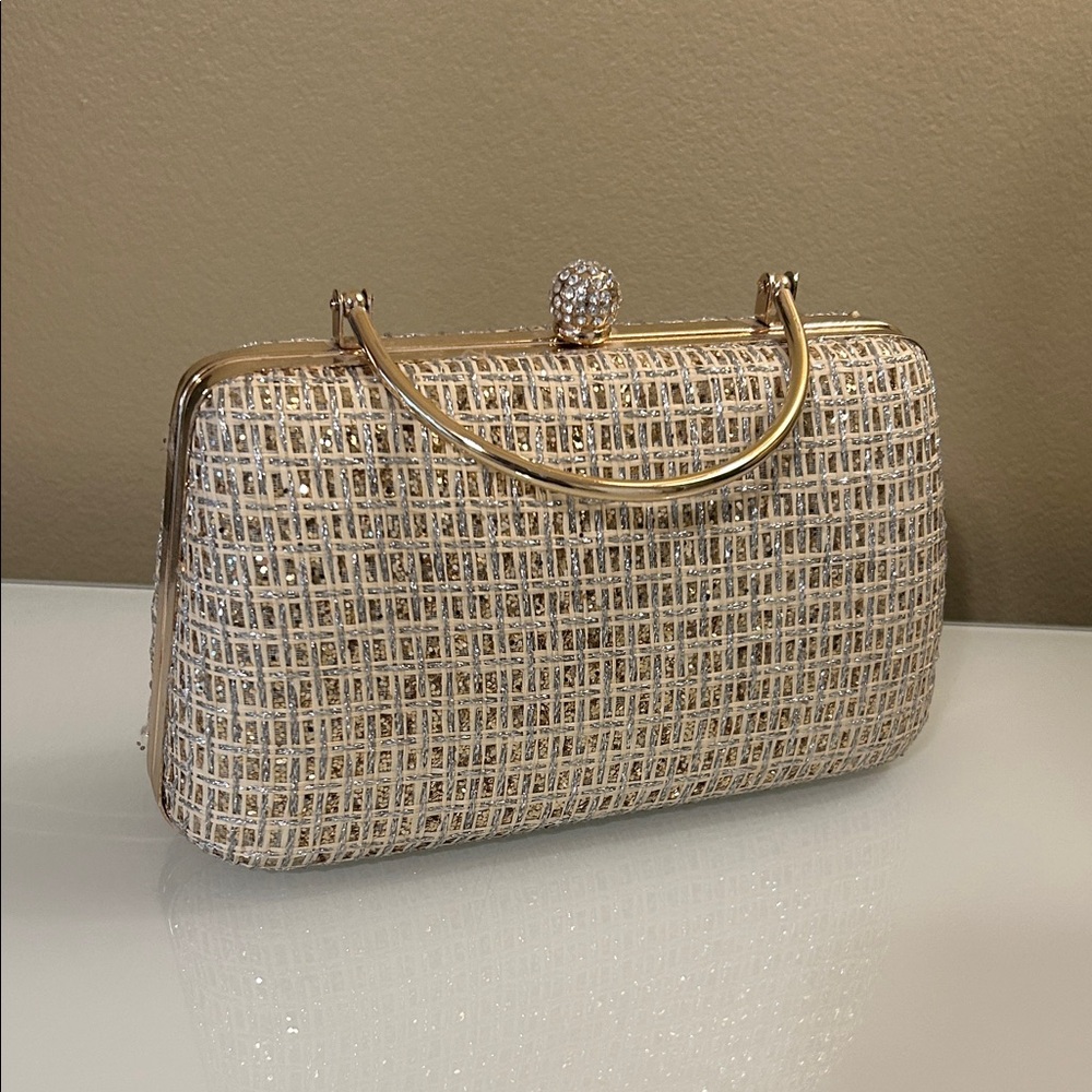 Elegant Gold and Cream Special Occasion Clutch Bag